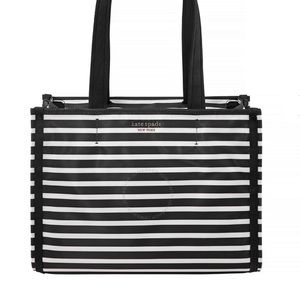 KATE SPADE
The Little Better Sam Stripe Medium Tote - Black / Clotted Cream